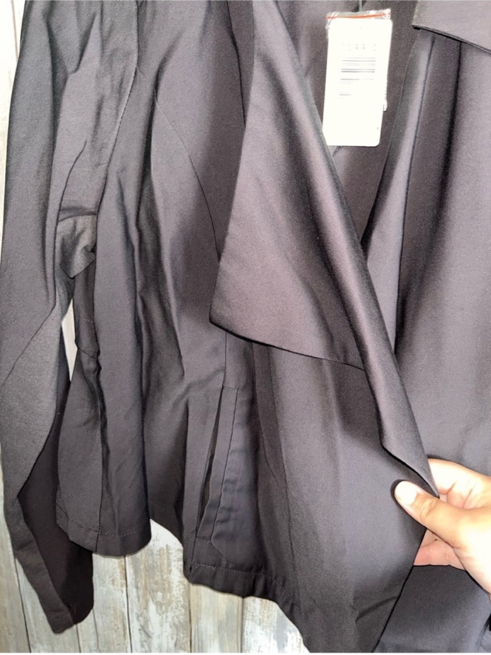 Torrid Gray Twill Draped Jacket Open Front Waterfall Career Blazer 0X NWT - Picture 3 of 6